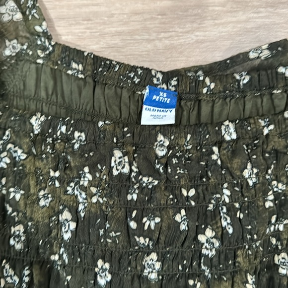 Fit & Flare Smocked Maxi Dress for Women. Green floral - Picture 3 of 3